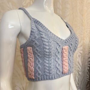 For Love And Lemons Blue and Pink Knit Top